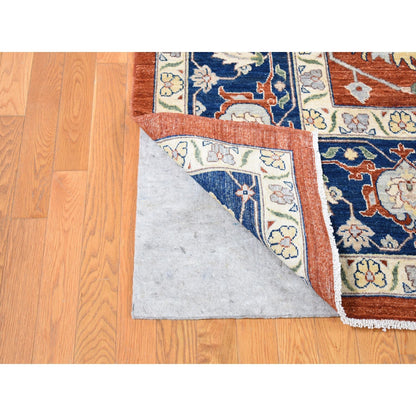 10'X13'10" Red Antiqued Peshawar Heris Hand Knotted Pure Wool Rug