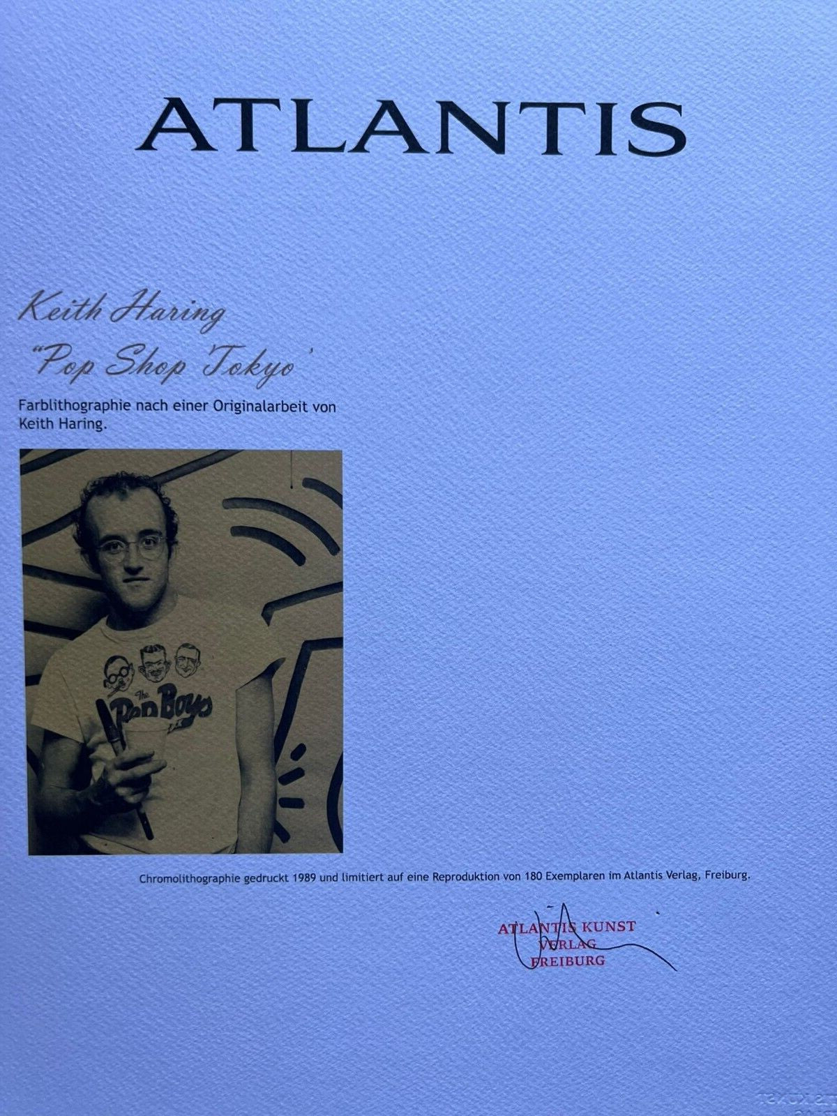 Keith Haring Lithograph Certified Coa "Pop Shop Tokyo" Signed Numbered By Hand
