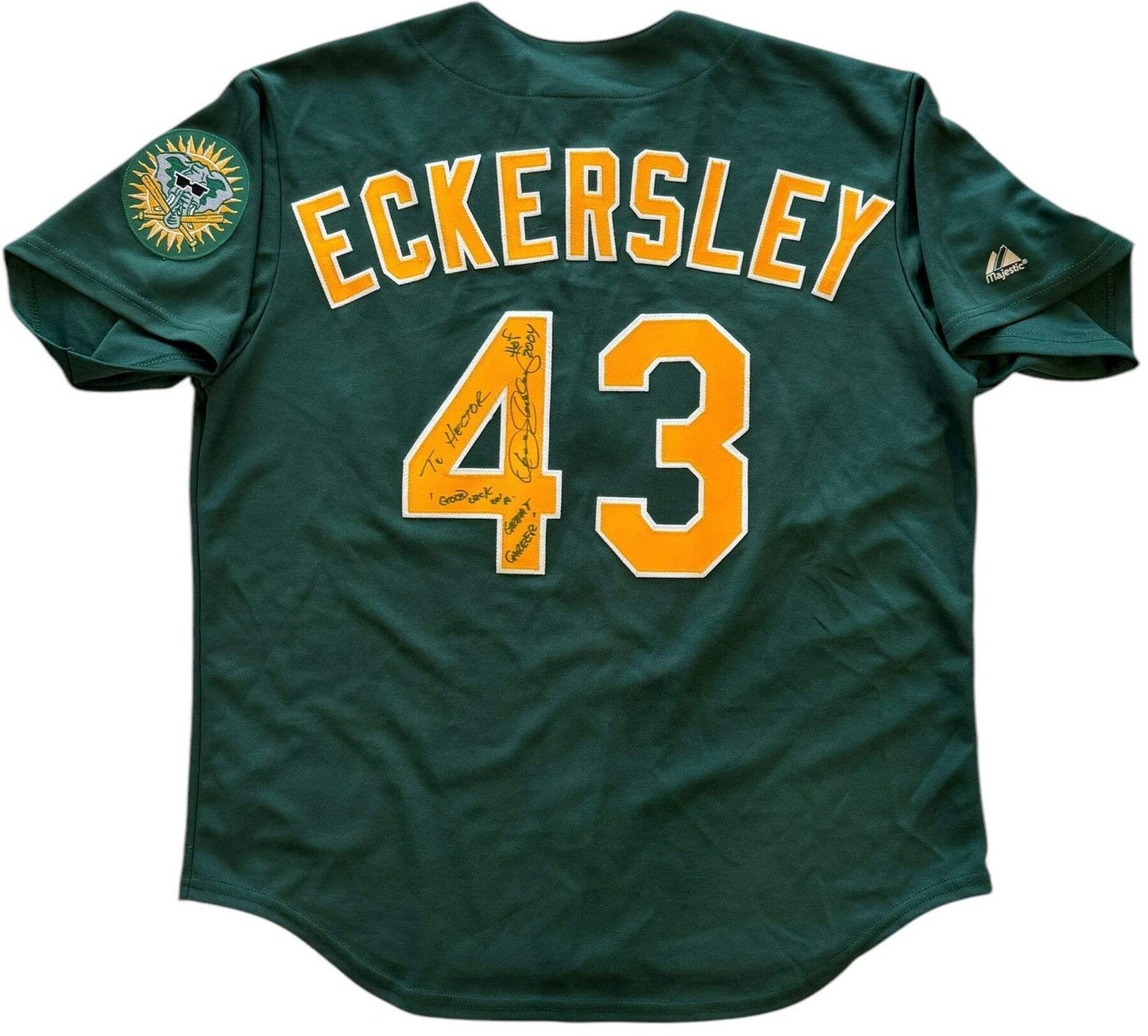 Dennis Eckersley Autographed Oakland Authentic Majestic Jersey