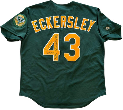 Dennis Eckersley Autographed Oakland Authentic Majestic Jersey
