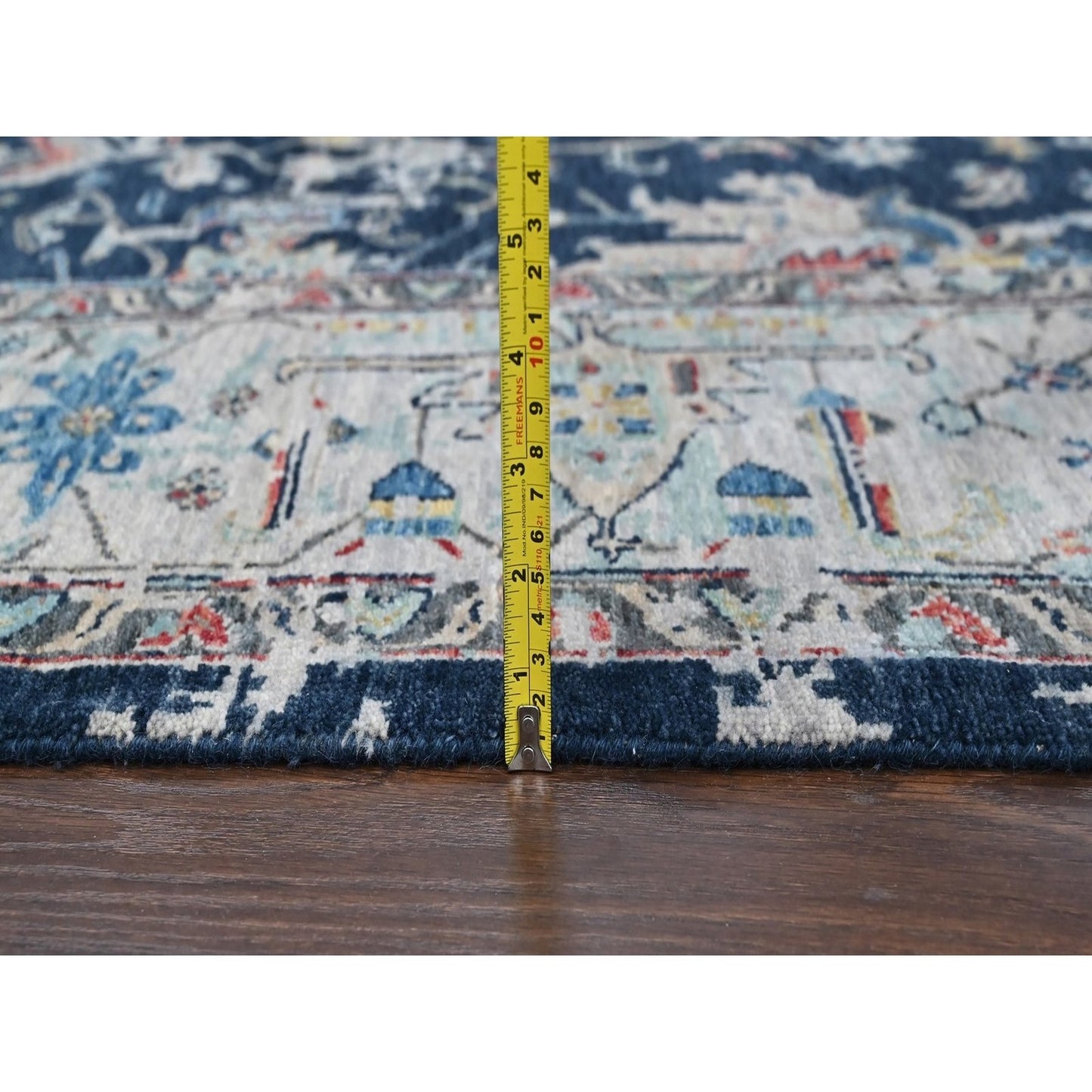 Hand Knotted Wool Rug 8'x9'10" Denim Blue Heris All Over Broken Design