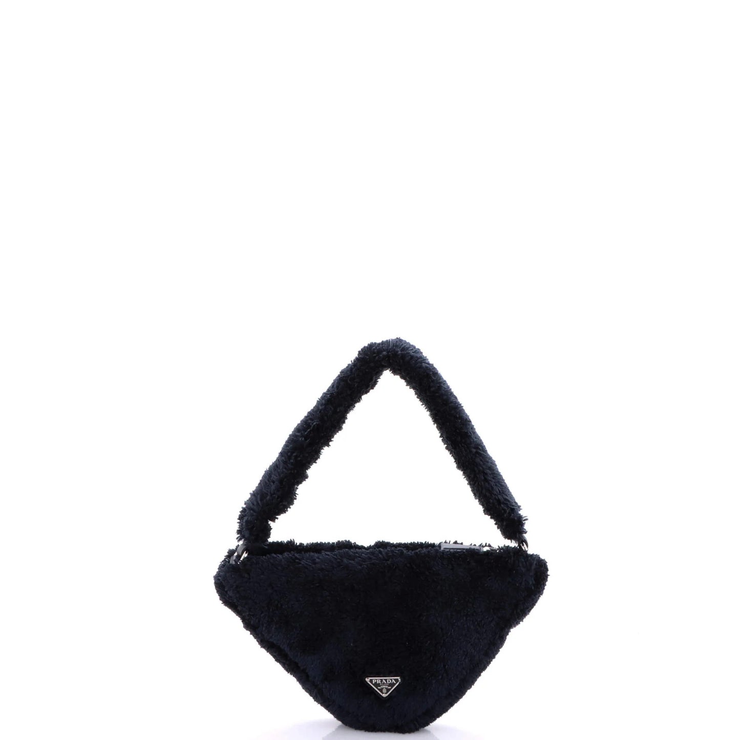 Prada Triangle Top Handle Pouch Bag Terry Cloth Mini