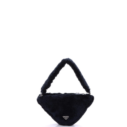 Prada Triangle Top Handle Pouch Bag Terry Cloth Mini