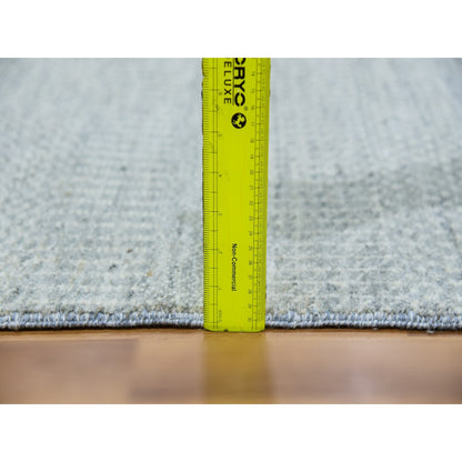 2'7"X12'4" Mindful Gray Undyed Wool Hand Knotted Grass Design Runner Rug