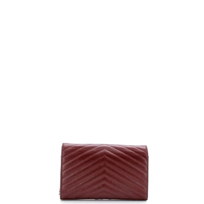 Saint Laurent Classic Monogram Wallet On Chain Matelasse Chevron Leather Medium