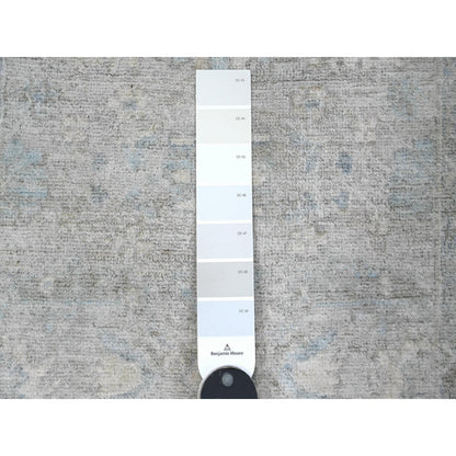 1'9"X3' Gray Hand Knotted Mahal Design Washed Out Wool Mat Oriental Rug