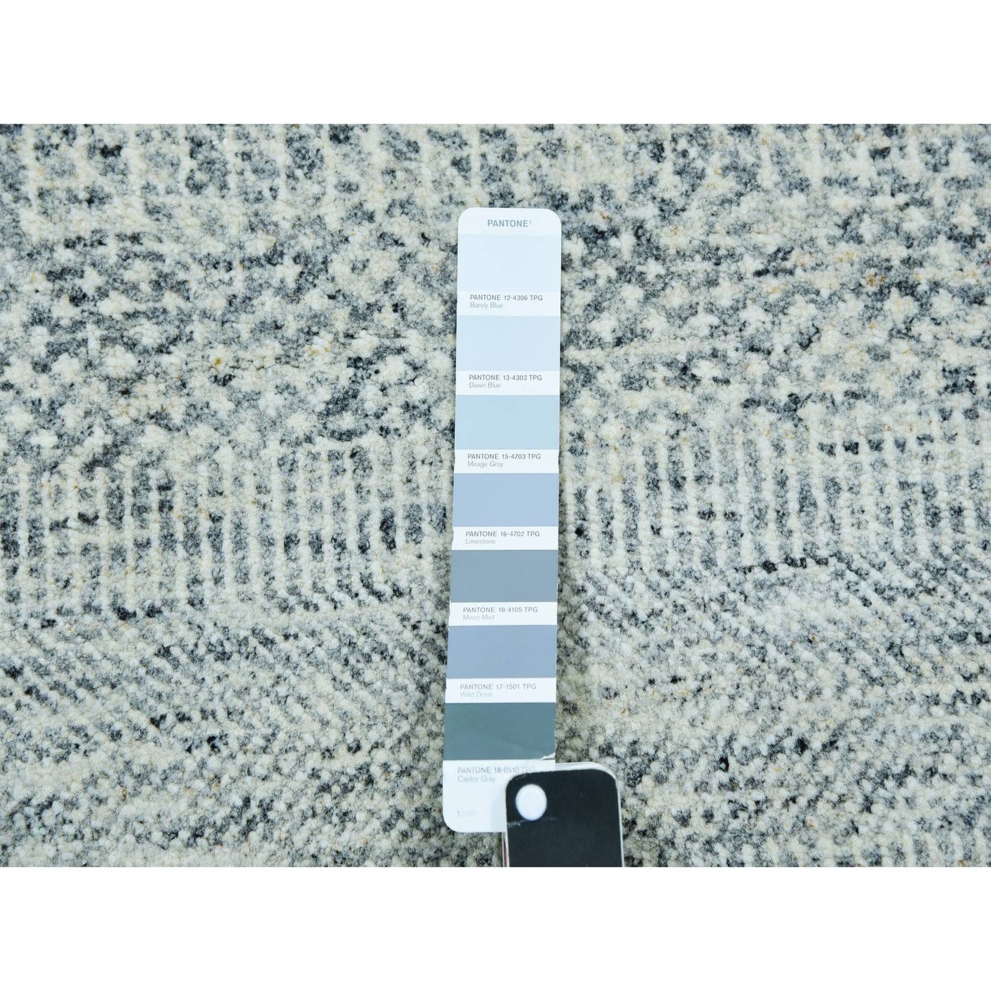 11'1"X15' Chrome Gray Modern Grass Design Natural Wool Hand Knotted Rug
