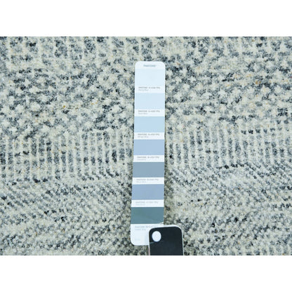 11'1"X15' Chrome Gray Modern Grass Design Natural Wool Hand Knotted Rug
