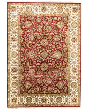 Handmade Floral Design 10x14 Red Agra Jaipur Oriental Wool Rug