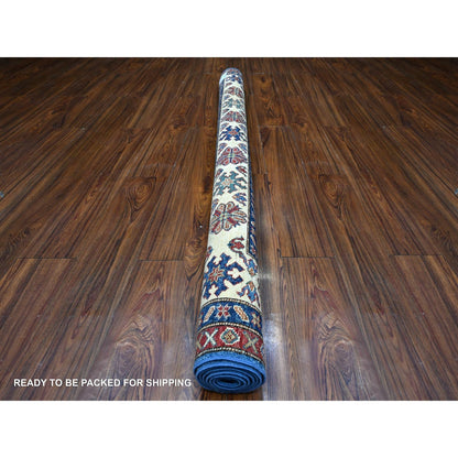 6'X6' Berry Blue Hand Knotted Super Kazak Medallions Wool Oriental Rug