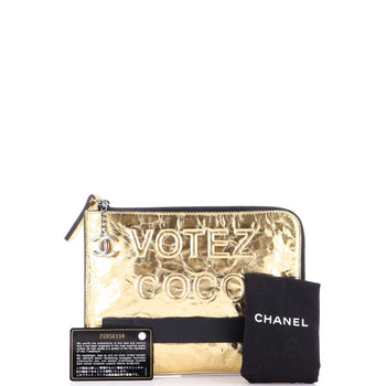 Chanel Votez Coco Pouch Embossed Leather Small