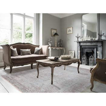 8'X10' Green Wool And Silk Hand Knotted Broken Zoroastrian Design Rug