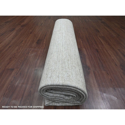 9'6"X11'3" Gray Hand Spun Ghazni Wool Solid Pattern Hand Knotted Rug