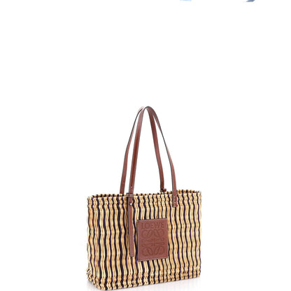 Loewe Paula'S Ibiza Square Basket Tote Woven Reed With Leather Small