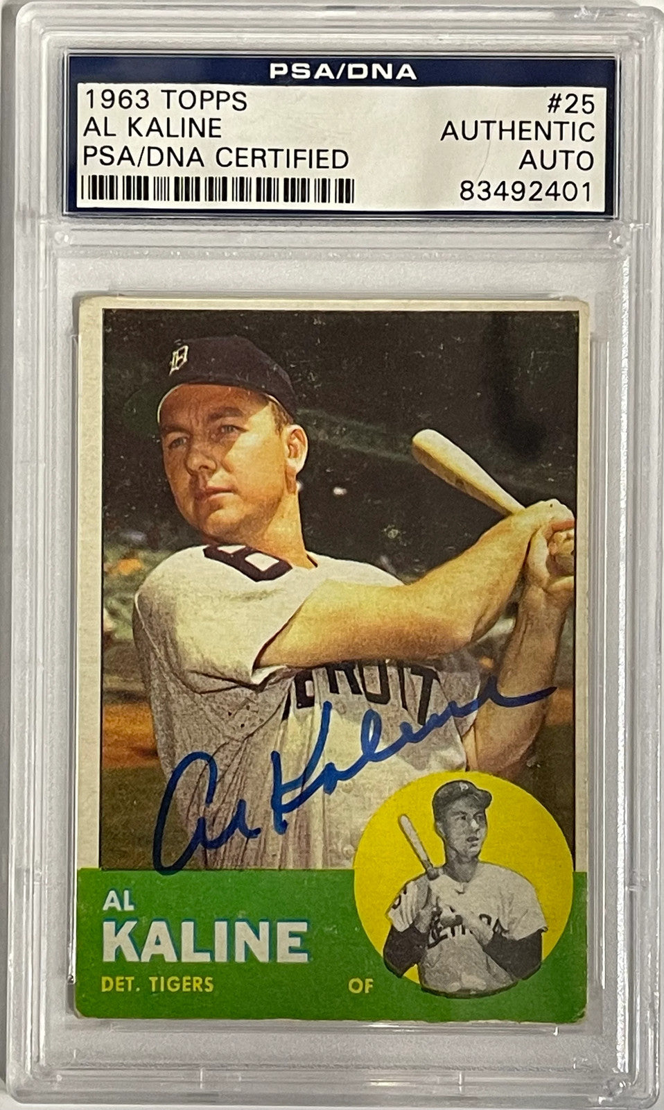 Al Kaline Autographed 1963 Topps Card #25 (Psa)