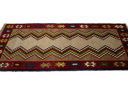 3X6 Ft Hand-Knotted Tribal Vintage Rug