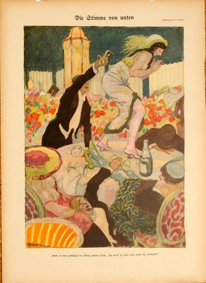 Simplicissimus 1913 By Kainer Die Stimme Von Unten On Linen Original