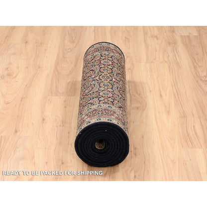 2'8"X9'9" Wool And Silk Herati Design 250 Kpsi Hand Knotted Runner Rug