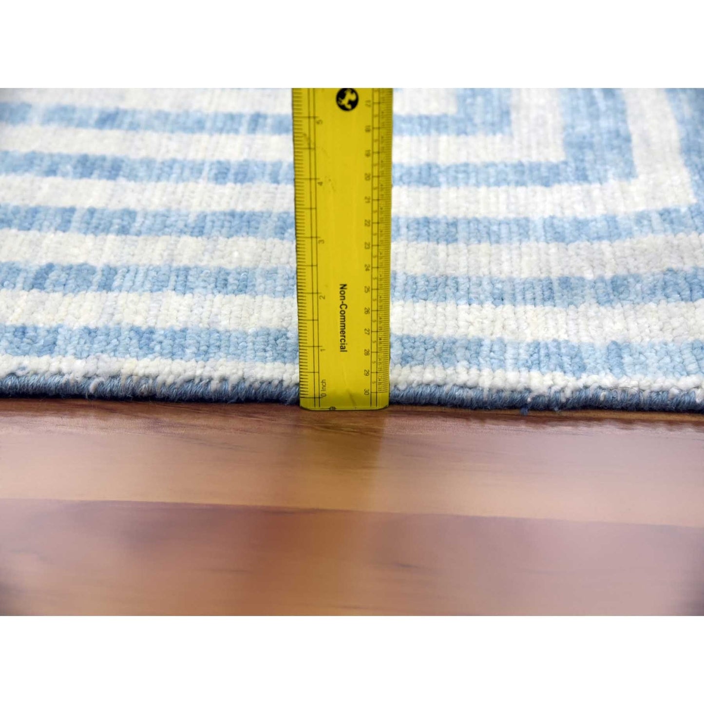 9'X12' Blue Hand Knotted Geometric Art Deco Collection Pure Wool Rug