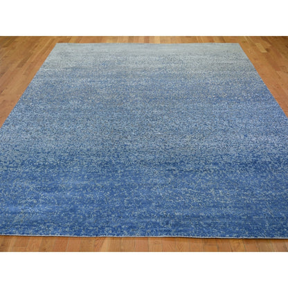 9'X12' Pure Silk And Wool Dissipating Design Hand Knotted Rug