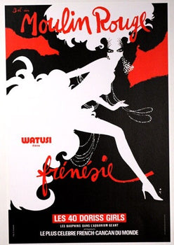 Moulin Rouge By Rene Gruau Frenesie Watusi On Linen Excellent A Condition
