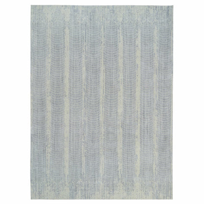12'X17'10" Gray Wool And Plant Based Silk Hand Loomed Oversized Rug