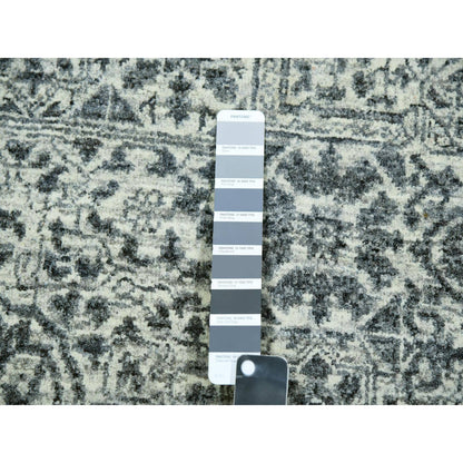 10'X10' Duck White Hand Knotted Undyed Mamluk Dynasty Wool Square Rug