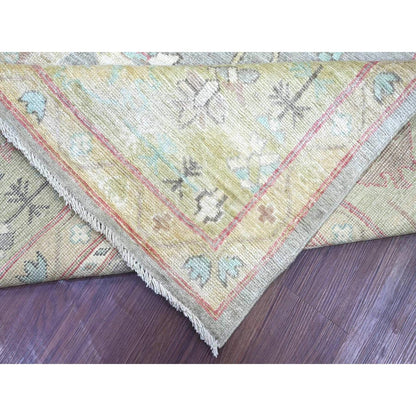 Rug Gray Afghan Angora Oushak Pure Wool Hand Knotted 10'x13'7