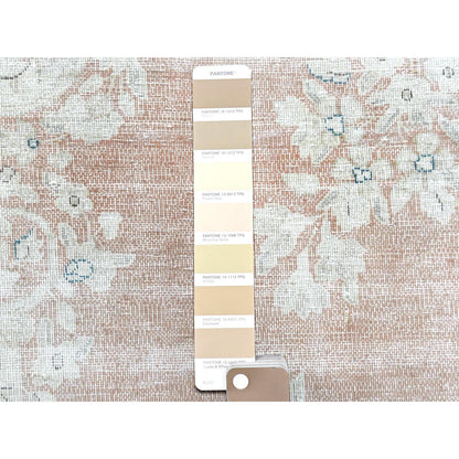 10'1"X14'2" Hand Knotted Almond Brown Vintage Farsian Karman Wool Rug