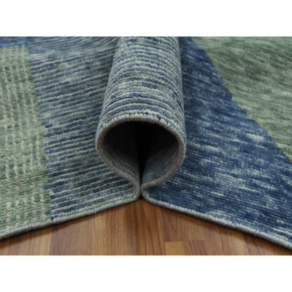12'2"X18'3" Green Art Deco Collection Wool Hand Knotted Oversized Rug