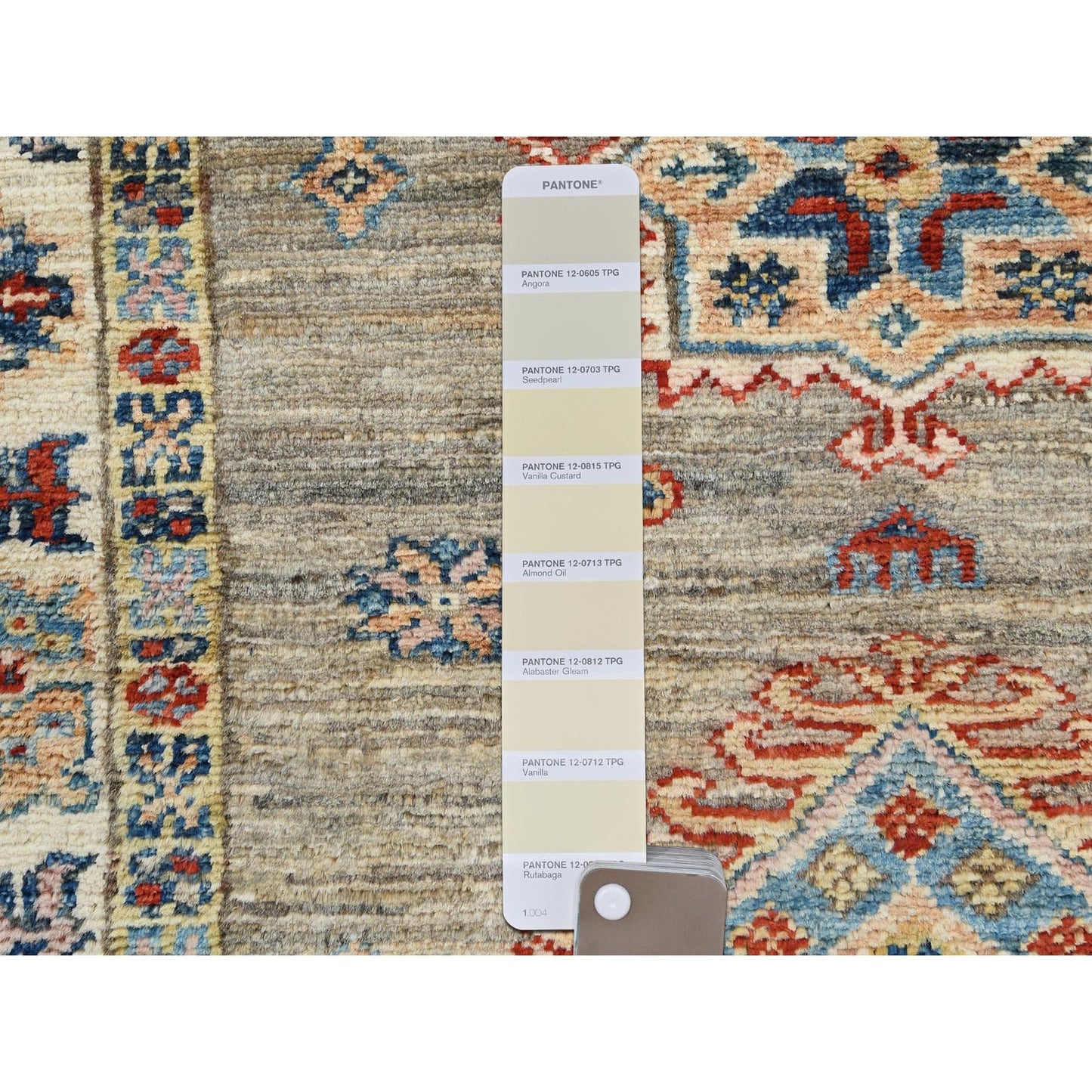 2'10"X8'3" Ecru Color Wool Hand Knotted Afghan Super Kazak Runner Rug