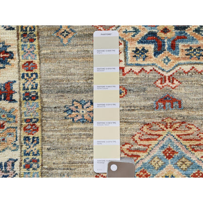 2'10"X8'3" Ecru Color Wool Hand Knotted Afghan Super Kazak Runner Rug