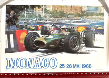 Poster Monaco Grand Prix 1968 Michael Turner Original Printing Auto Racing