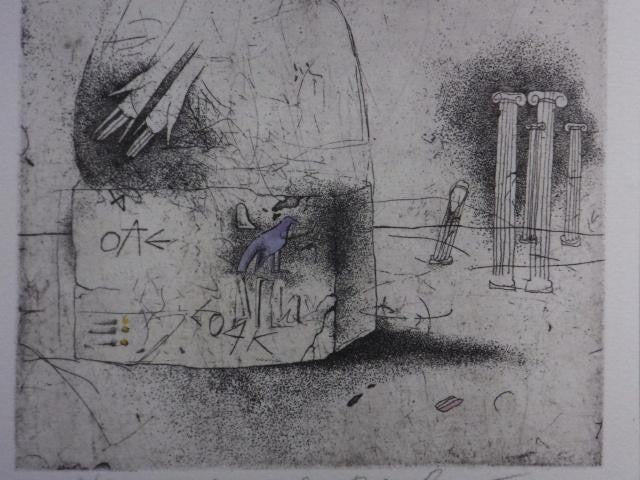 Veronika Pale?Kova Original Etching "Philosopher" 2/30 Signed Czech Surreal Art
