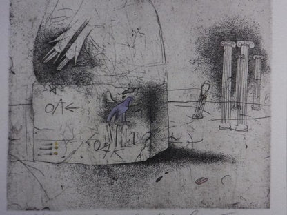 Veronika Pale?Kova Original Etching "Philosopher" 2/30 Signed Czech Surreal Art