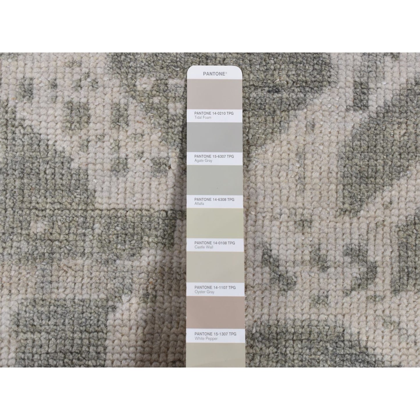 5'10"X9' Gray Oushak Repetitive Botteh Design Pure Wool Hand Knotted Rug