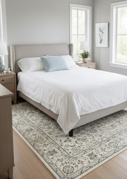 5'5X7'9 Classic Cream Floral Indo-Nain Rug Oriental Living Room Decor Carpet
