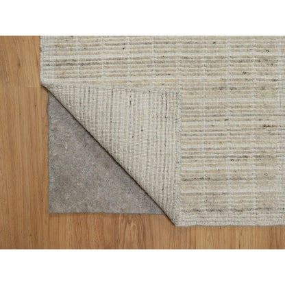 Knotted 2'x3'1" Ivory Modern Mat Rug Plain Decor Box Design Wool Loomed