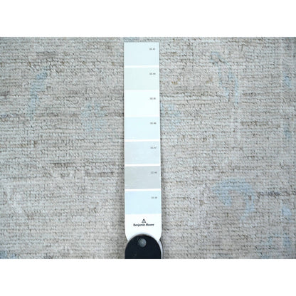 2'9"X12'1" Goose Gray Wool Weft Afghan Angora Oushak Runner Oriental Rug