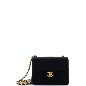 Chanel Vintage Square Classic Single Flap Bag Quilted Jersey Mini