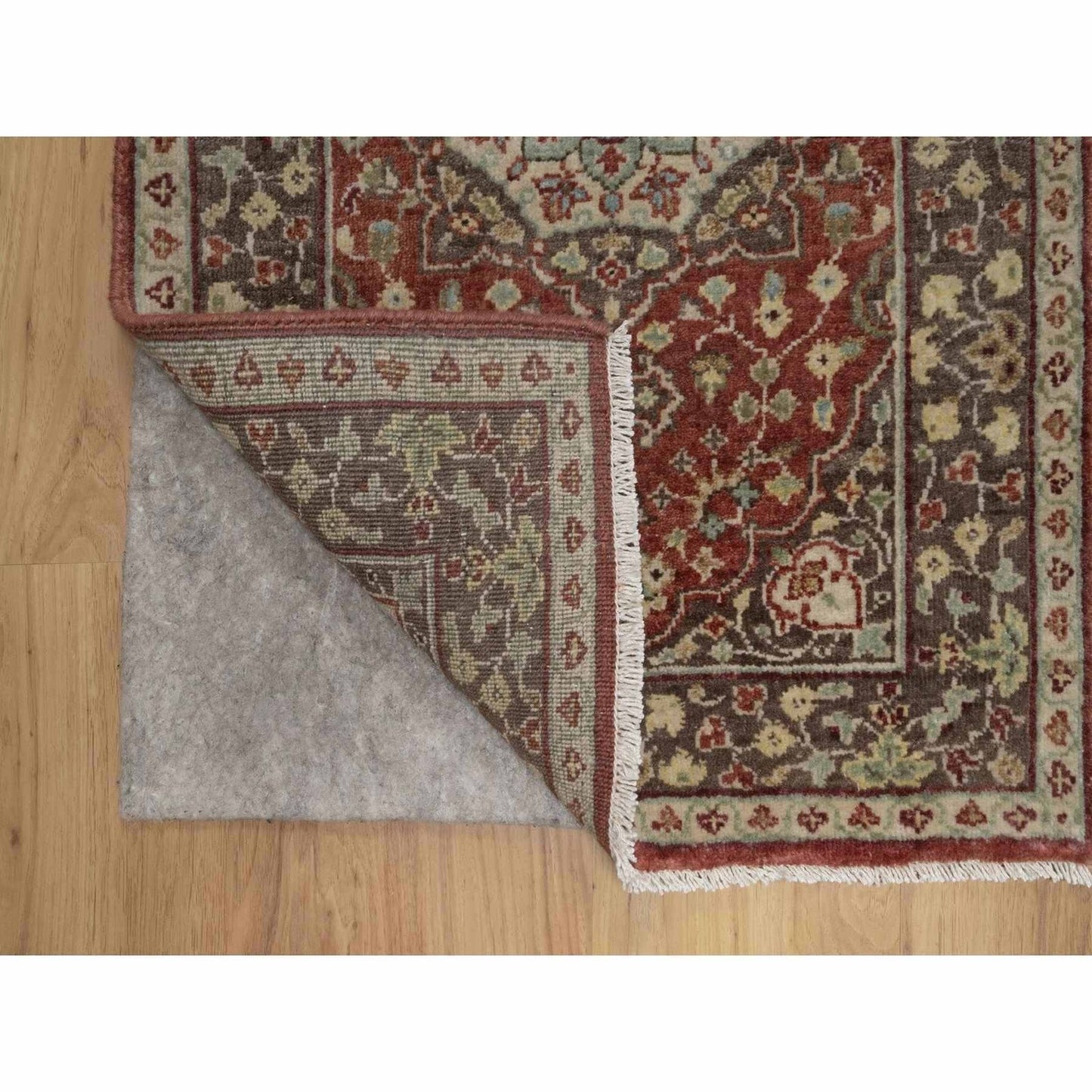 2'X3'1" Red Antiqued Tebraz Hand Knotted New Zealand Wool Mat Small Rug