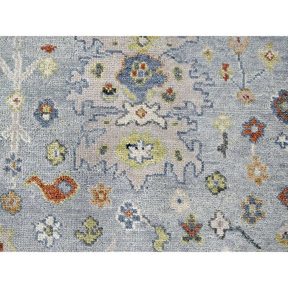 9'X11'9" Chrome Soft Wool Hand Knotted Oushak Supple Oriental Rug