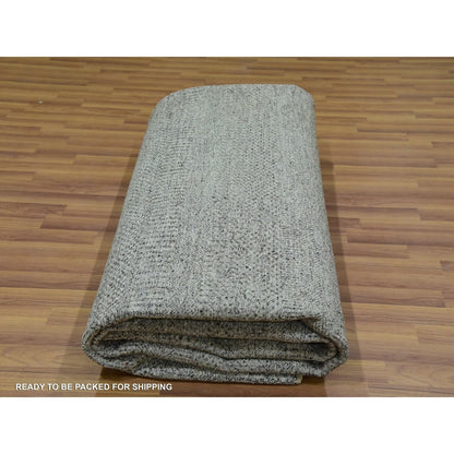 10'X10' Grandma Gray Undyed Modern Grass Hand Knotted Wool Oriental Rug
