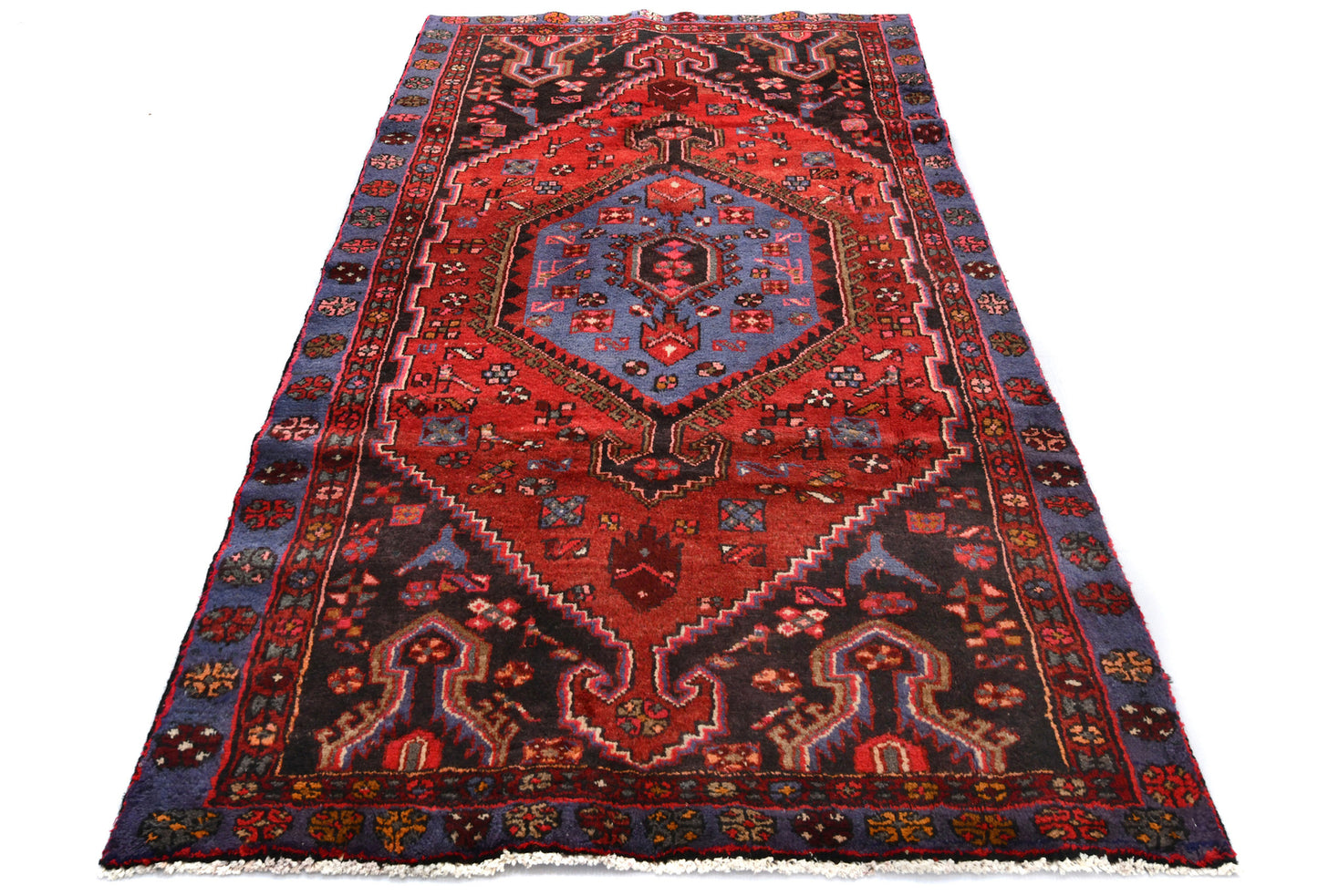 4X7 Ft Red Vintage Area Rug Tribal Geometric