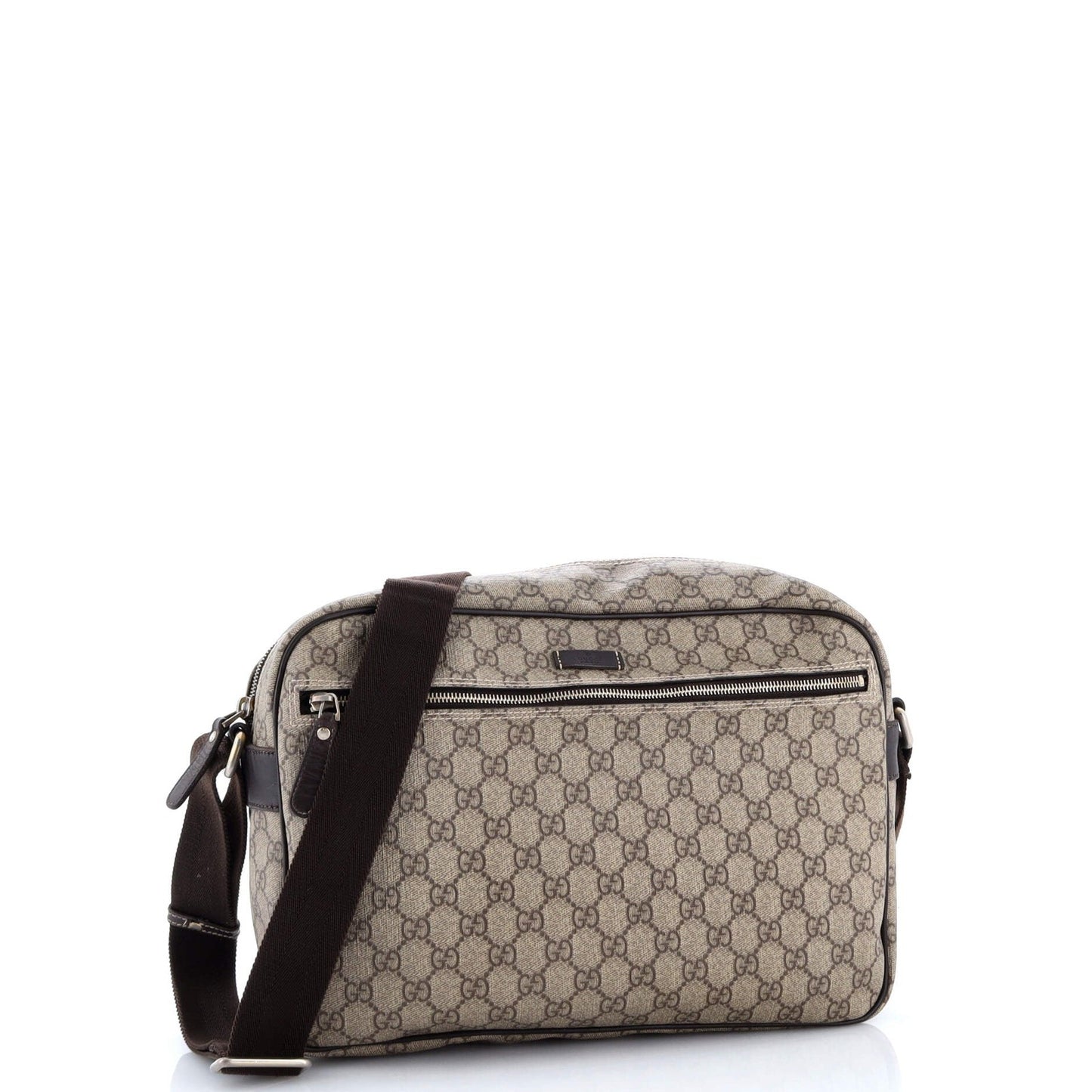 Gucci Front Zip Camera Bag Gg Coated Canvas Large