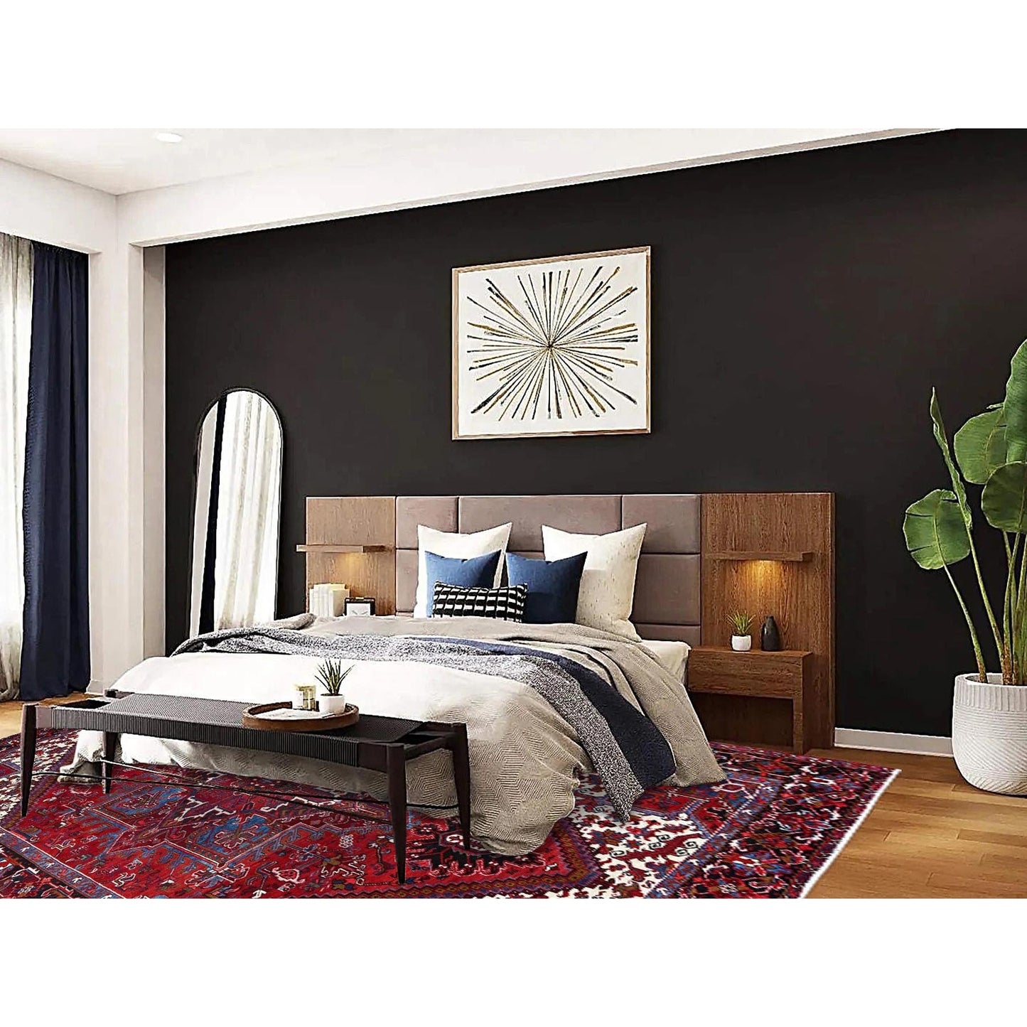 8'9"X10'10" Red Soft And Vibrant Wool Semi Antique Nomad Art Oriental Rug