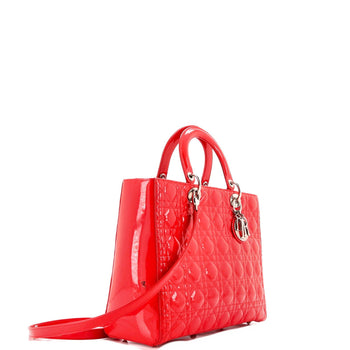 Christian Dior Lady Dior Bag Cannage Quilt Patent Large