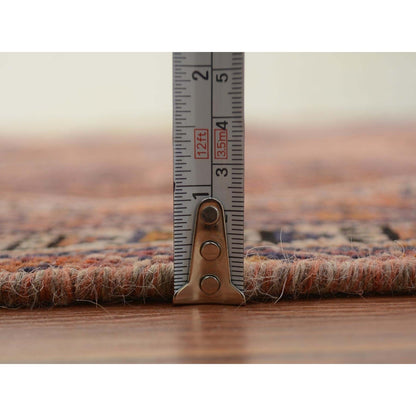3'10"X9'1" Wide Runner Vintage And Worn Down Hand Knotted Oriental Rug