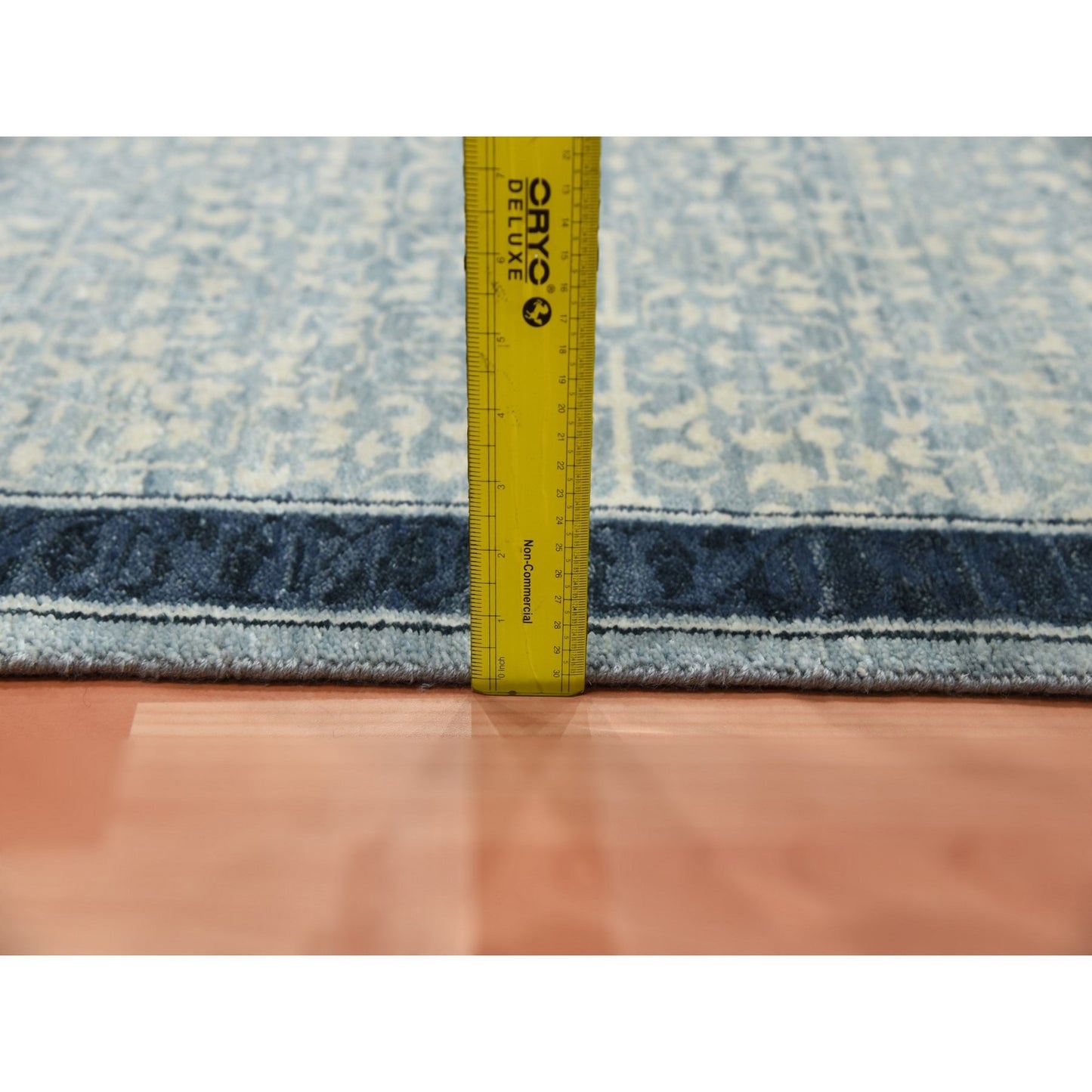 3'1"X5'2" Blue Modern Design Hand Knotted Natural Wool Oriental Rug