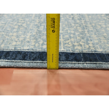 3'1"X5'2" Blue Modern Design Hand Knotted Natural Wool Oriental Rug